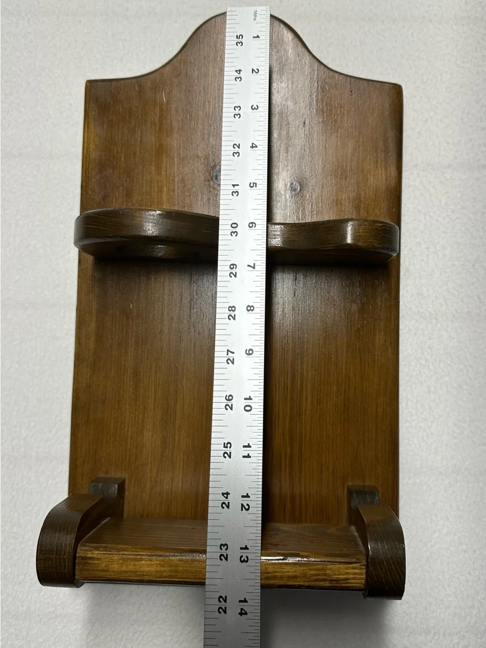 Vintage Hardwood Hair Dryer & Curling Iron Wall Shelf – Rustic Organizer